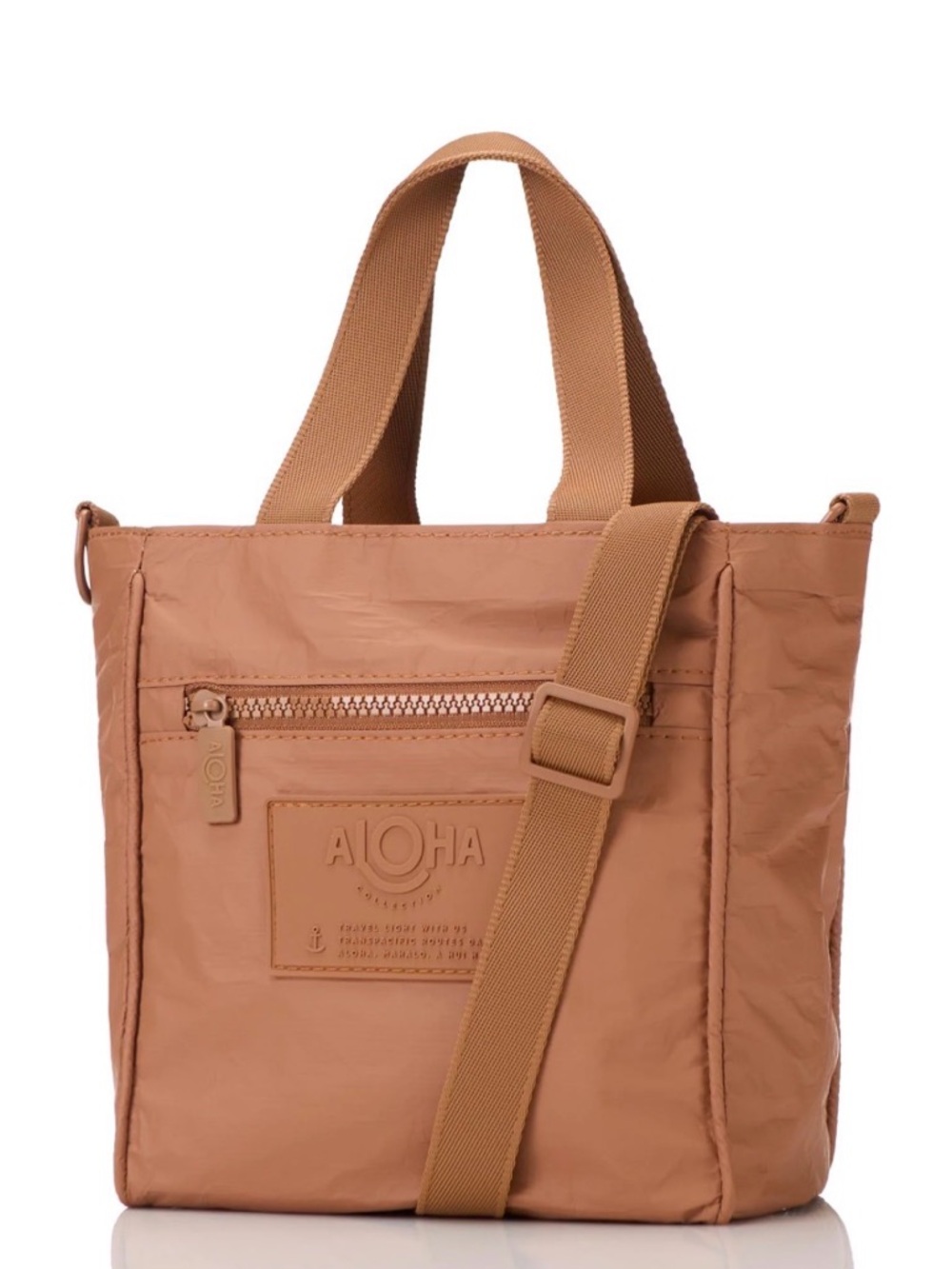 ALOHA Collection Tan Crossbody Tote with Checker Coin Pouch